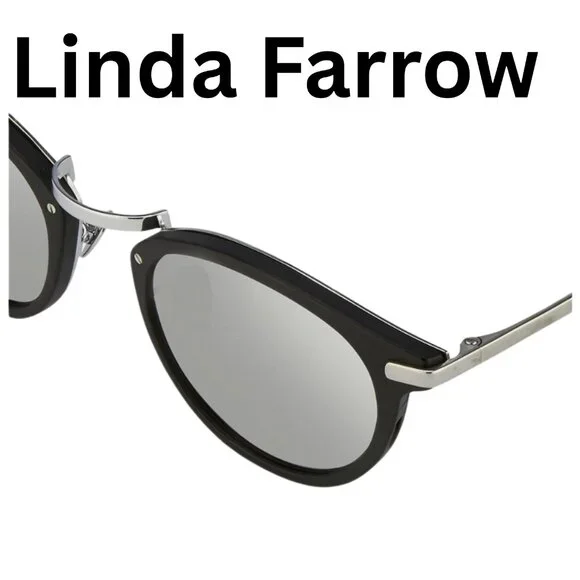 ?New Luxury Linda Farrow 512C2 Sunglasses | 18-22K White Gold | Made in Japan Baret Sunglasses in White 22K Gold | LINDA FARROW Luxury Eyewear main image 2